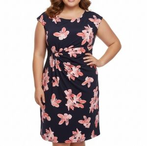 Dress‎ Barn Signature Sadie Women's Plus Size 22W Shift Floral Mock Wrap Dress